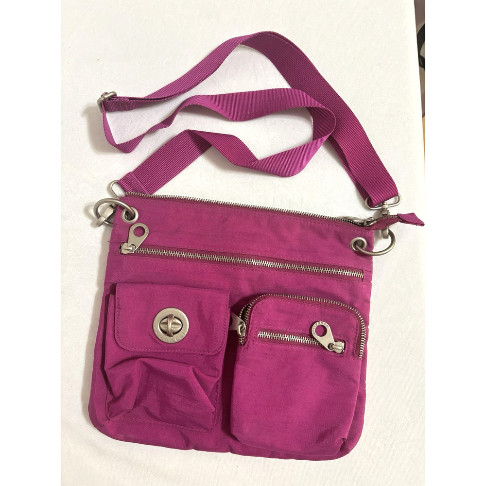 Baggallini Sydney Crossbody Bag Multiple Compartments Adjust Strap Magenta Pink